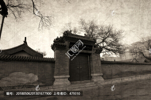 北京胡同,胡同黑白照片