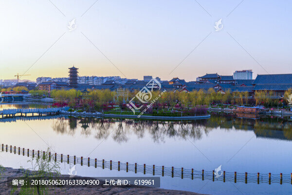青州城市風(fēng)景南陽(yáng)河景區(qū)宋城風(fēng)光