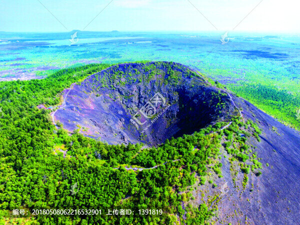 航拍,五大連池,老黑山,火山口