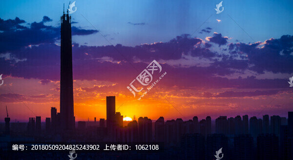 天津夏季的落日晚霞