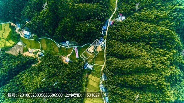 航拍景德鎮(zhèn)湘湖流坑塢風光
