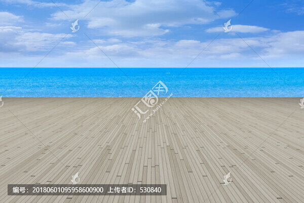 廣場地磚和大海背景