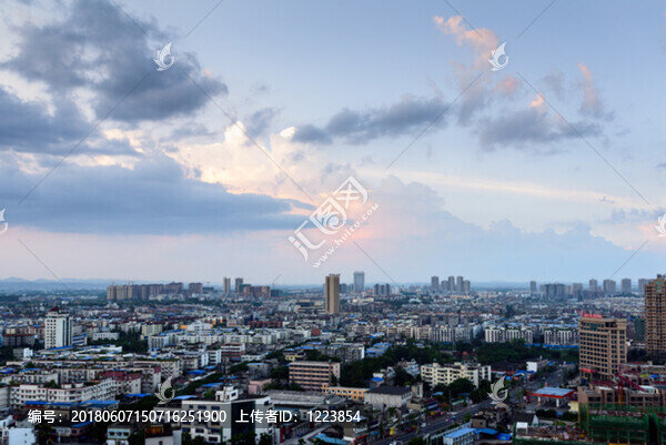 晚霞,城市,夜景