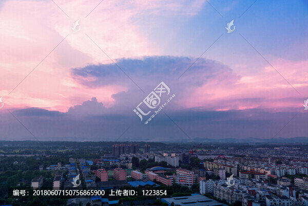 晚霞,城市,夜景