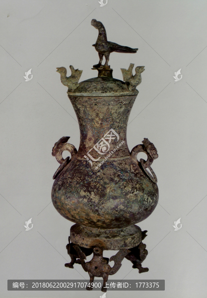 錯(cuò)金銀青銅立鳥壺