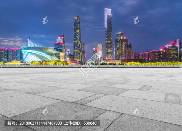 廣州建筑夜景和城市道路