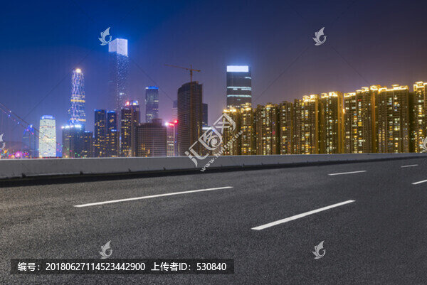 廣州建筑夜景和城市道路