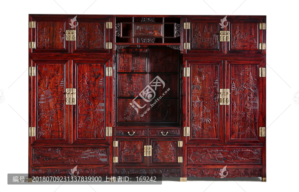 黑酸枝花鳥(niǎo)大衣柜大紅酸枝檀雕工