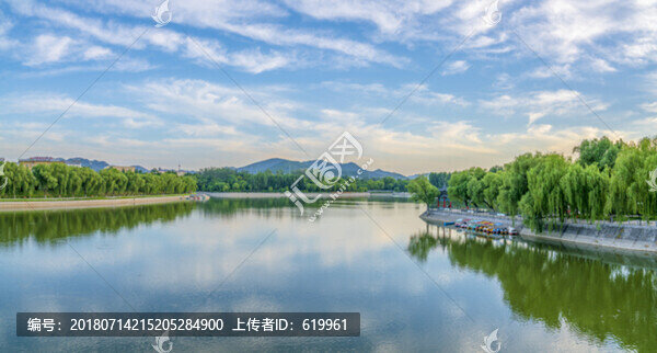 青州南陽湖碧水藍天風景