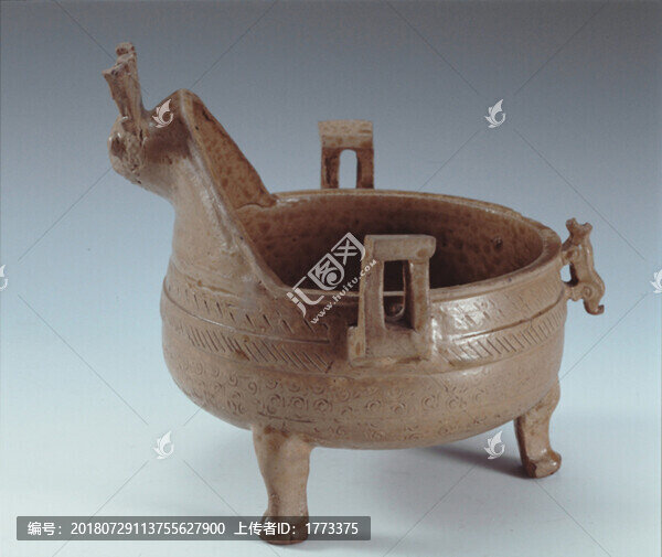 戰(zhàn)國青釉獸首鼎