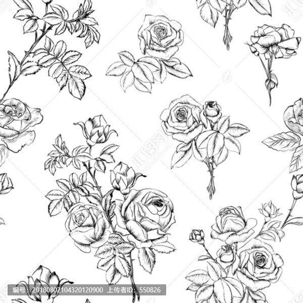 線描花卉