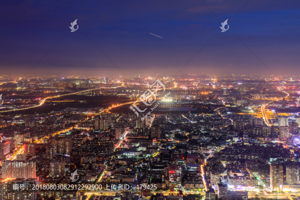 俯瞰廣州海珠區(qū)海珠湖夜景