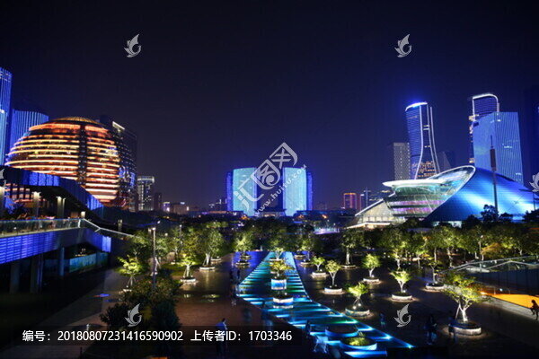 錢江新城夜景日月同輝