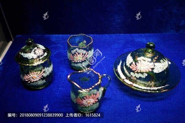 鍍金玻璃畫琺瑯菊花紋套具