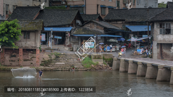 小鎮(zhèn)古鎮(zhèn)古橋小河夜景