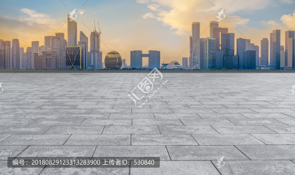 道路地磚和杭州錢(qián)江新城現(xiàn)代建筑