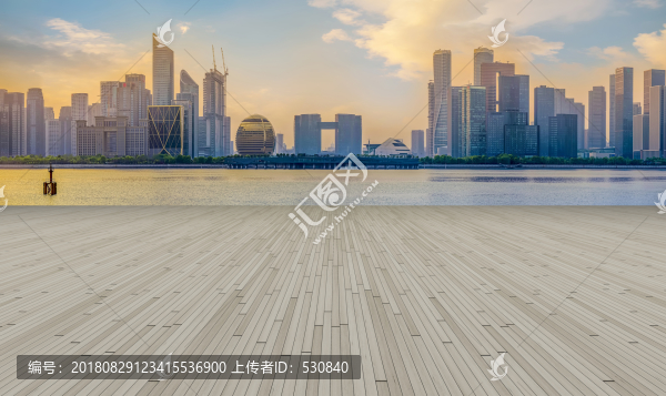 道路地磚和杭州錢江新城現(xiàn)代建筑