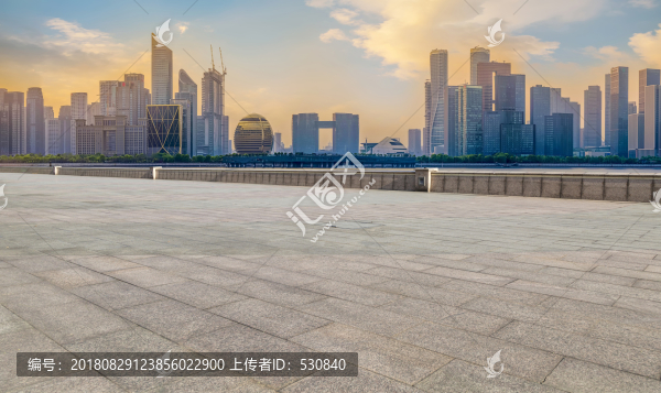 廣場地磚和杭州錢江新城現(xiàn)代建筑