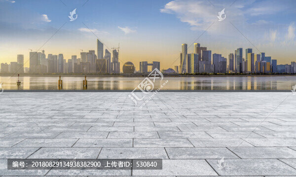 廣場地磚和杭州錢江新城現(xiàn)代建筑