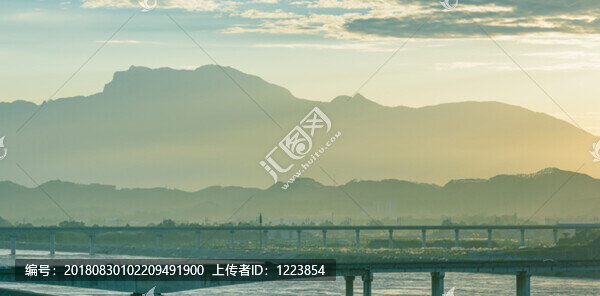 晚霞峨眉山大渡河高速公路大橋