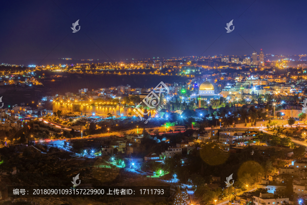 以色列耶路撒冷圣殿山夜景