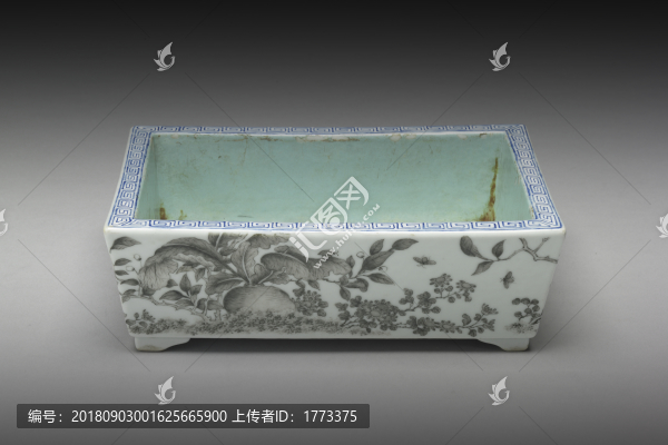 墨彩長方水仙盆