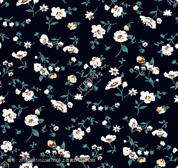 深寶藍(lán)碎花