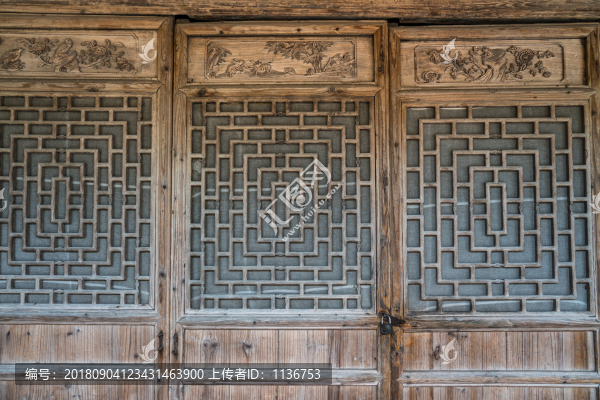中式木窗格