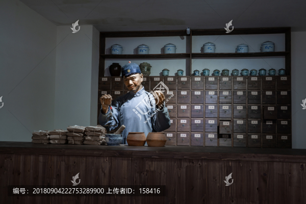 古代中藥鋪蠟像場(chǎng)景