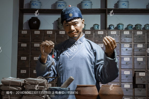 中藥鋪抓藥大夫蠟像