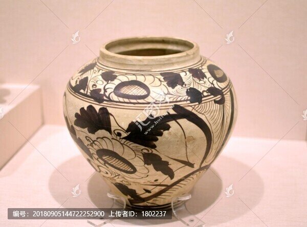 白釉黑花罐