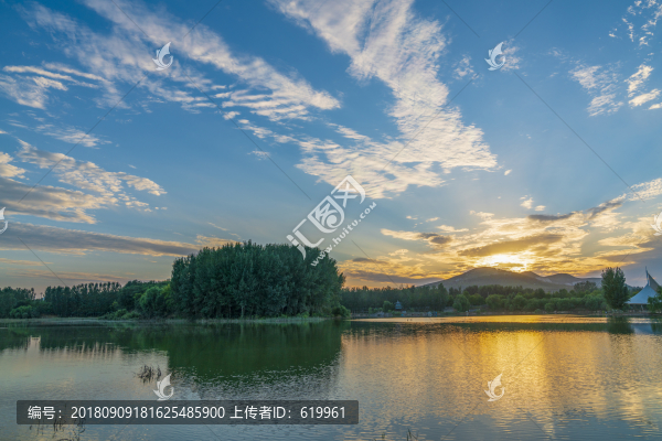 青州堯王湖晚霞風(fēng)景