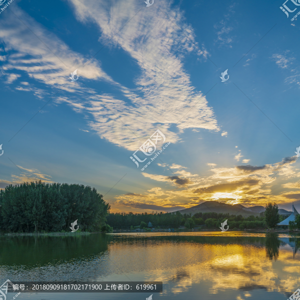 青州堯王湖晚霞風(fēng)景
