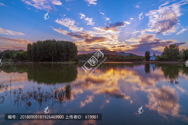 青州堯王湖晚霞風(fēng)景