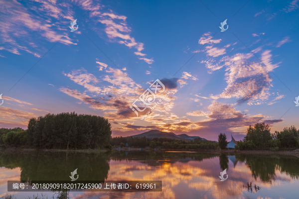 青州堯王湖晚霞風(fēng)景