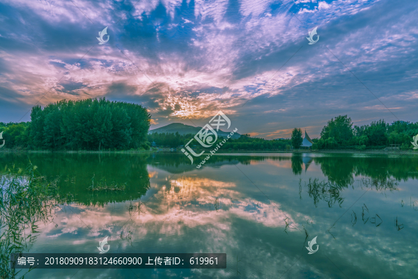 青州堯王湖晚霞風(fēng)景