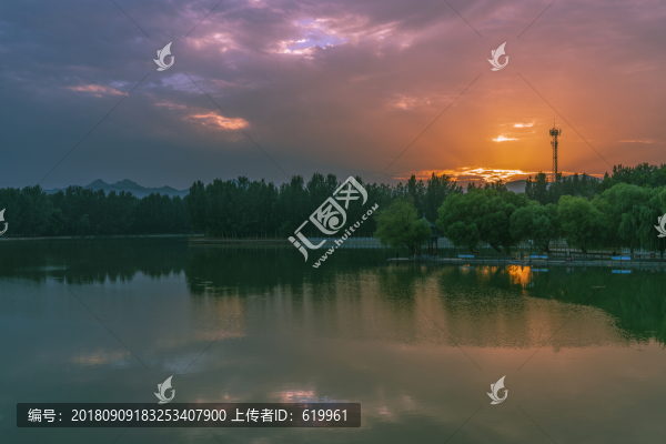 青州南陽湖晚霞風景