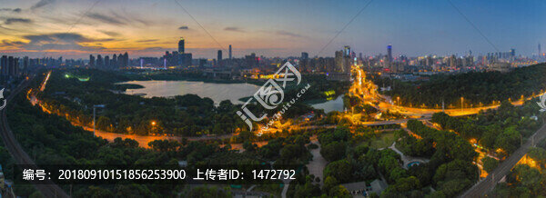 武漢夏季城市夜景日落風(fēng)光
