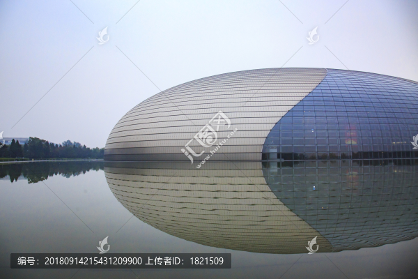 北京,國家大劇院,建筑,倒影,外景