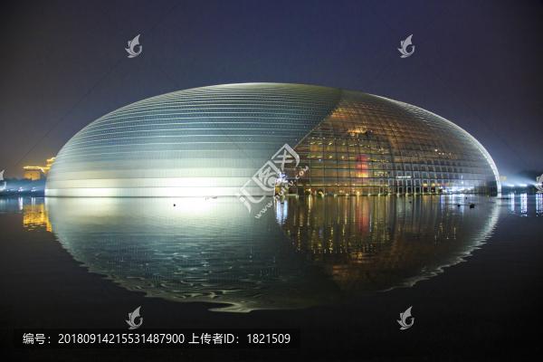 北京,國家大劇院,建筑,倒影,外景