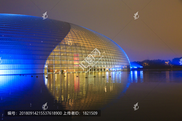 北京,國家大劇院,建筑,倒影,外景