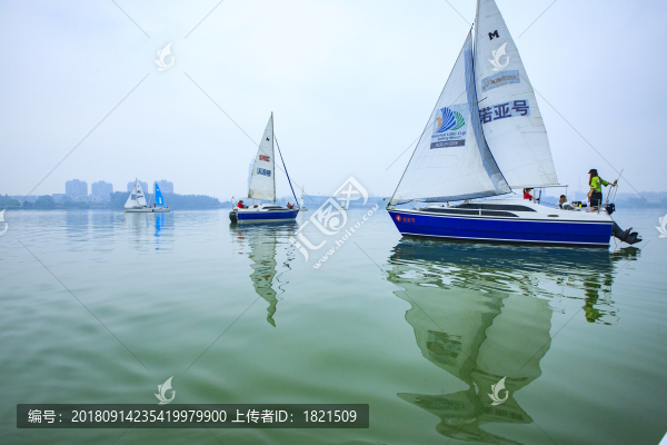 江蘇,南京,玄武湖,帆船,比賽,雨,湖面,帆影