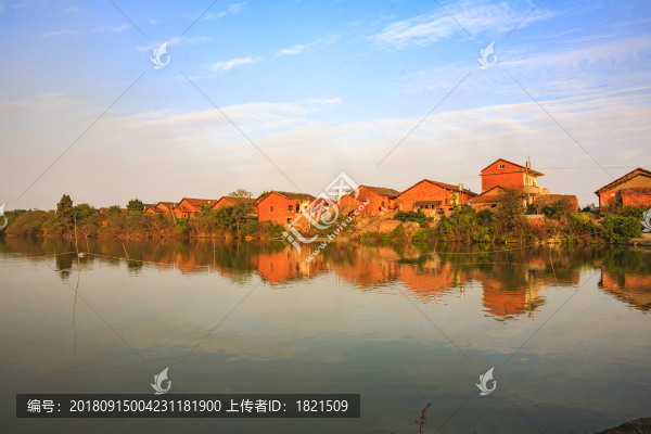 江西,南昌縣,鄉(xiāng)村,小河,紅房子,田園,水稻,稻田,土地,道路,村莊,貧窮