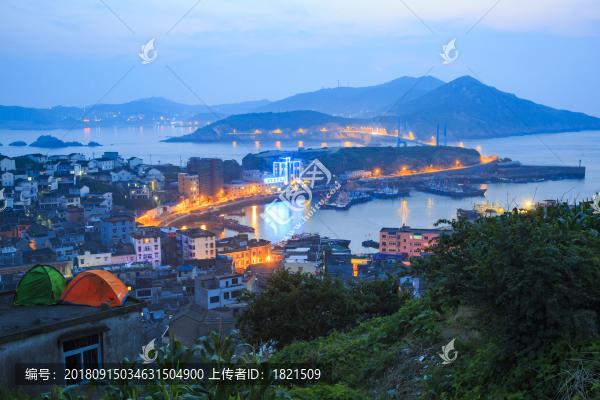 浙江,舟山,嵊山,海島,橋,海面,俯瞰,漁村,全景