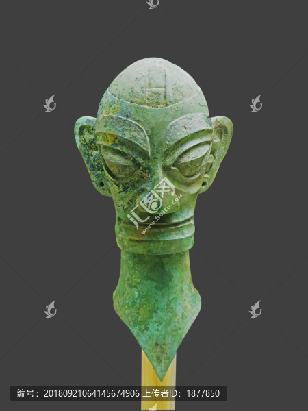 戴簪筓發(fā)青銅人頭像