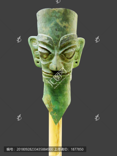 三星堆平頂辮發(fā)青銅人頭像
