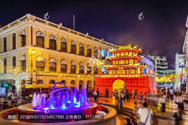 澳門市政廳廣場(chǎng)夜景