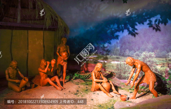 山背遺址原始人生活場景蠟像