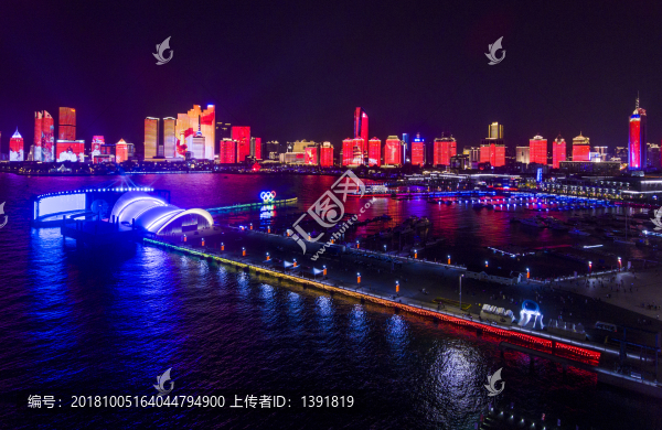 航拍青島燈光秀