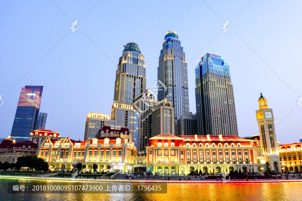 天津津?yàn)硰V場夜景